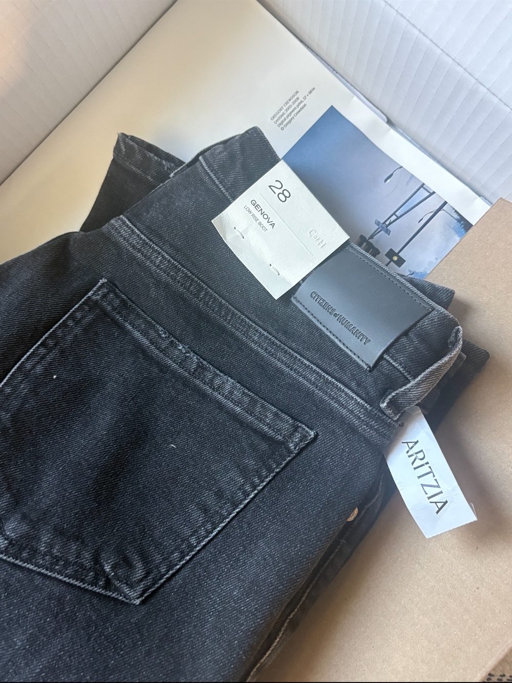 Aritzia Citizens of Humanity Black Genova Low Rise Boot Jeans